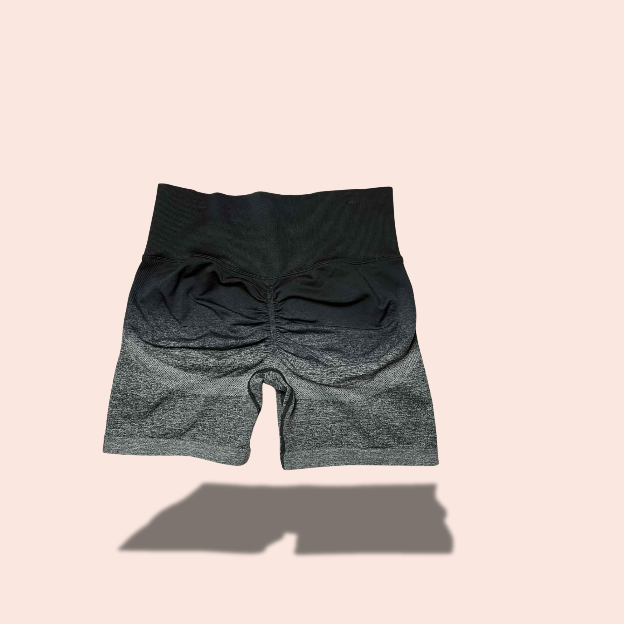 (SIZE MEDIUM) Black to Grey Ombre Scrunch Biker Shorts
