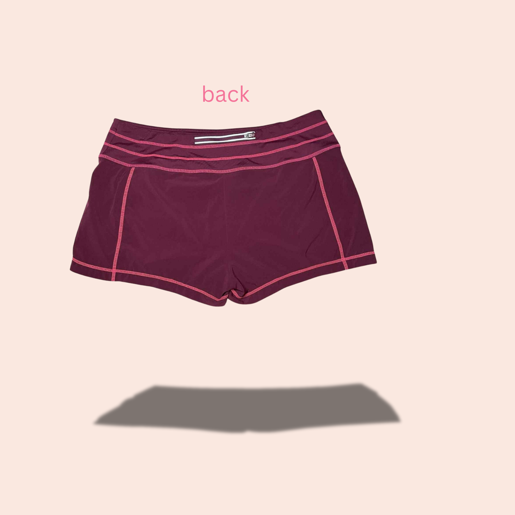 (SIZE LARGE) Athleta Burgundy & Pink Trim Loose Fit Running Shorts