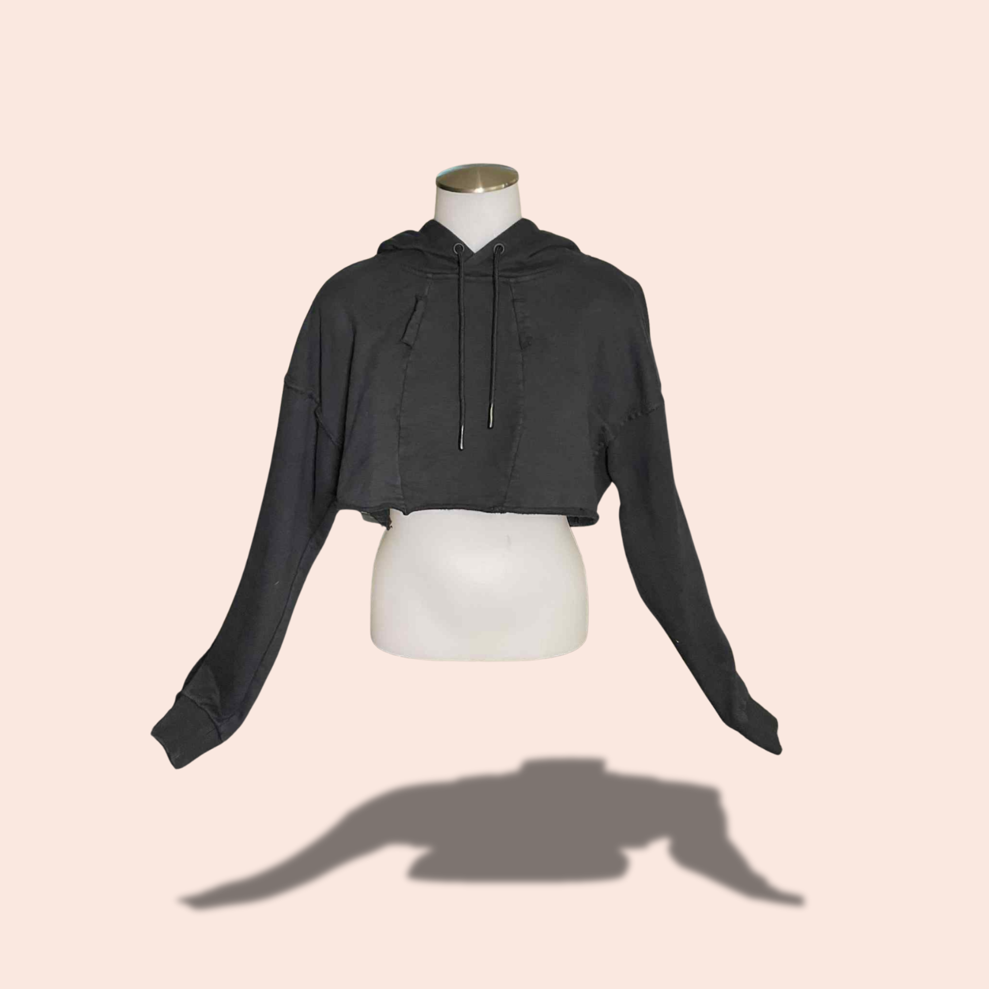 (Size LARGE) Black Gymshark Cropped Hoodie