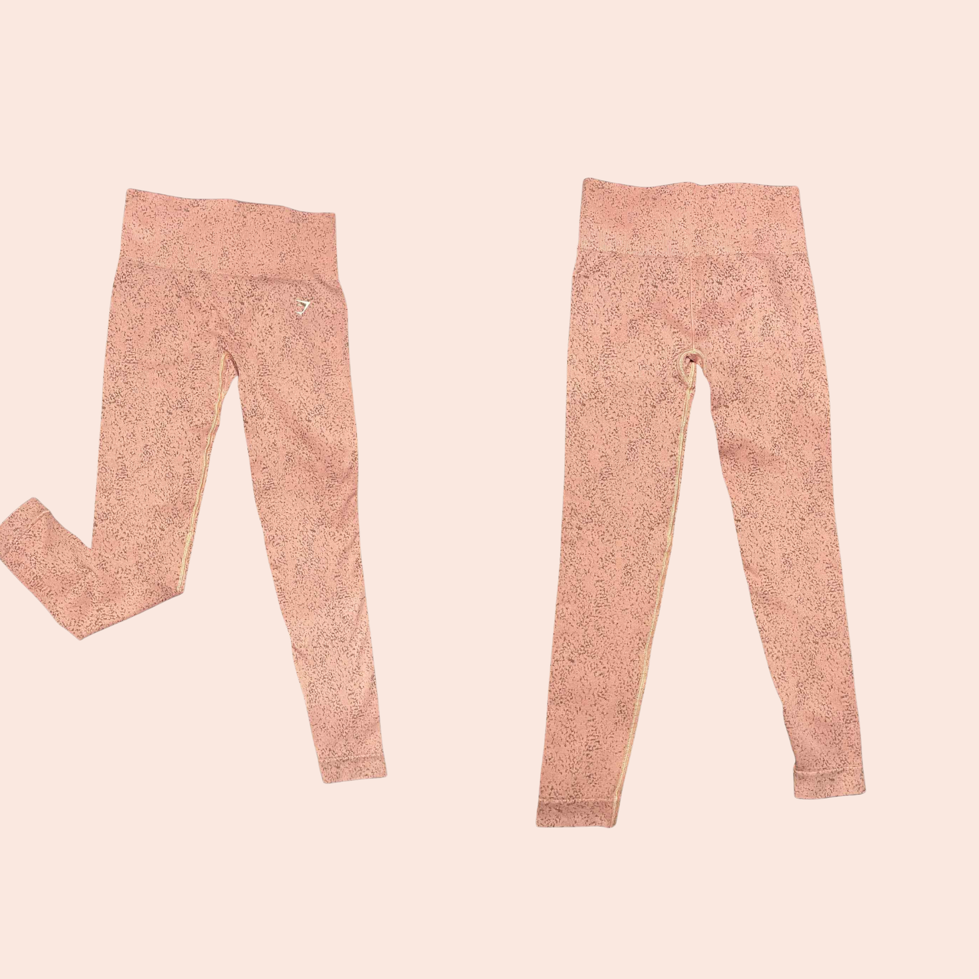 (SIZE SMALL) Gymshark High-Waisted Leggings – Pink & Brown Speckle