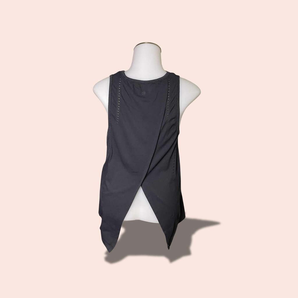 (Size XSMALL) Charcoal ATHLETA Flow Open-Back Yoga Tank