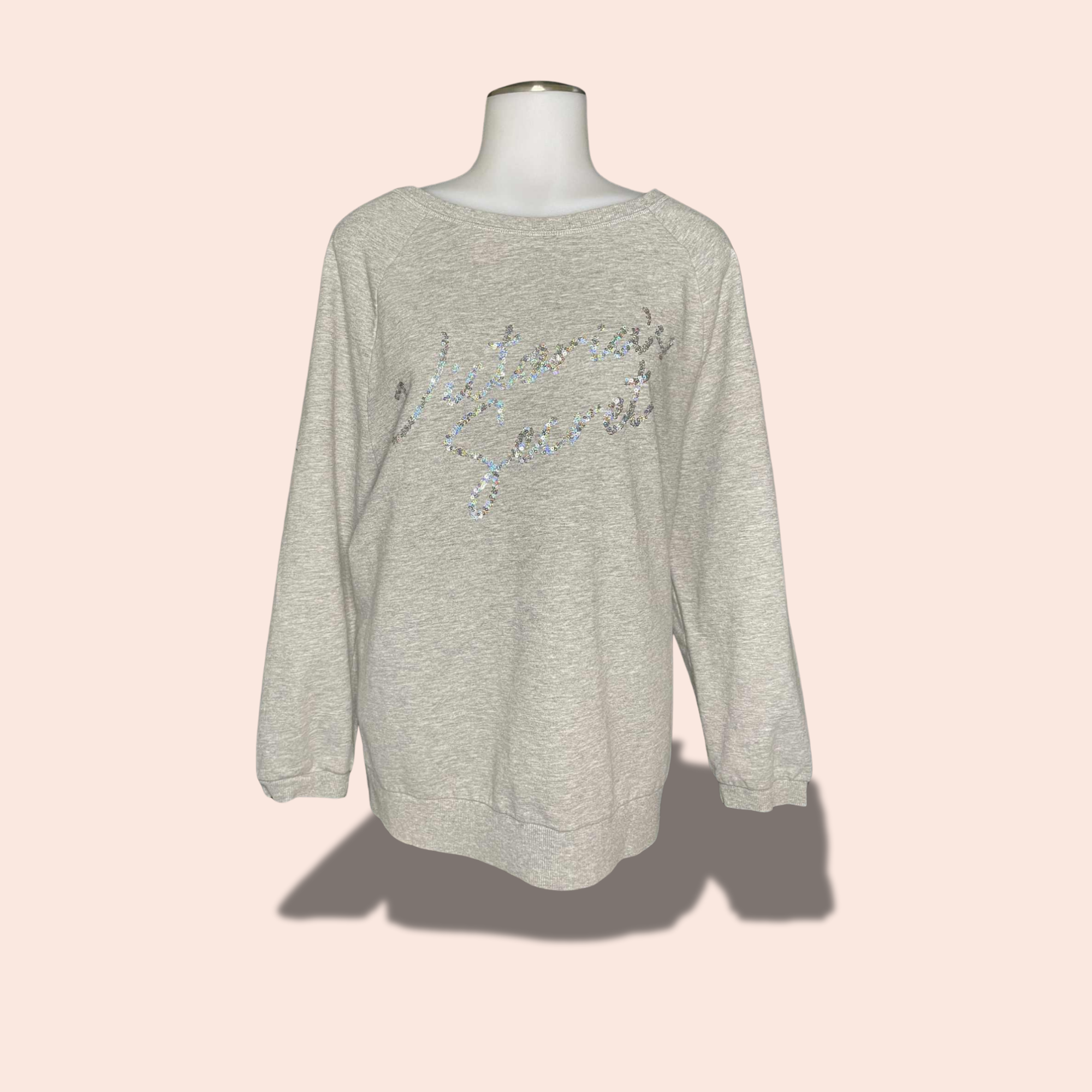 (Size MED) Heather Gray Victoria’s Secret Sequin Pullover Sweater