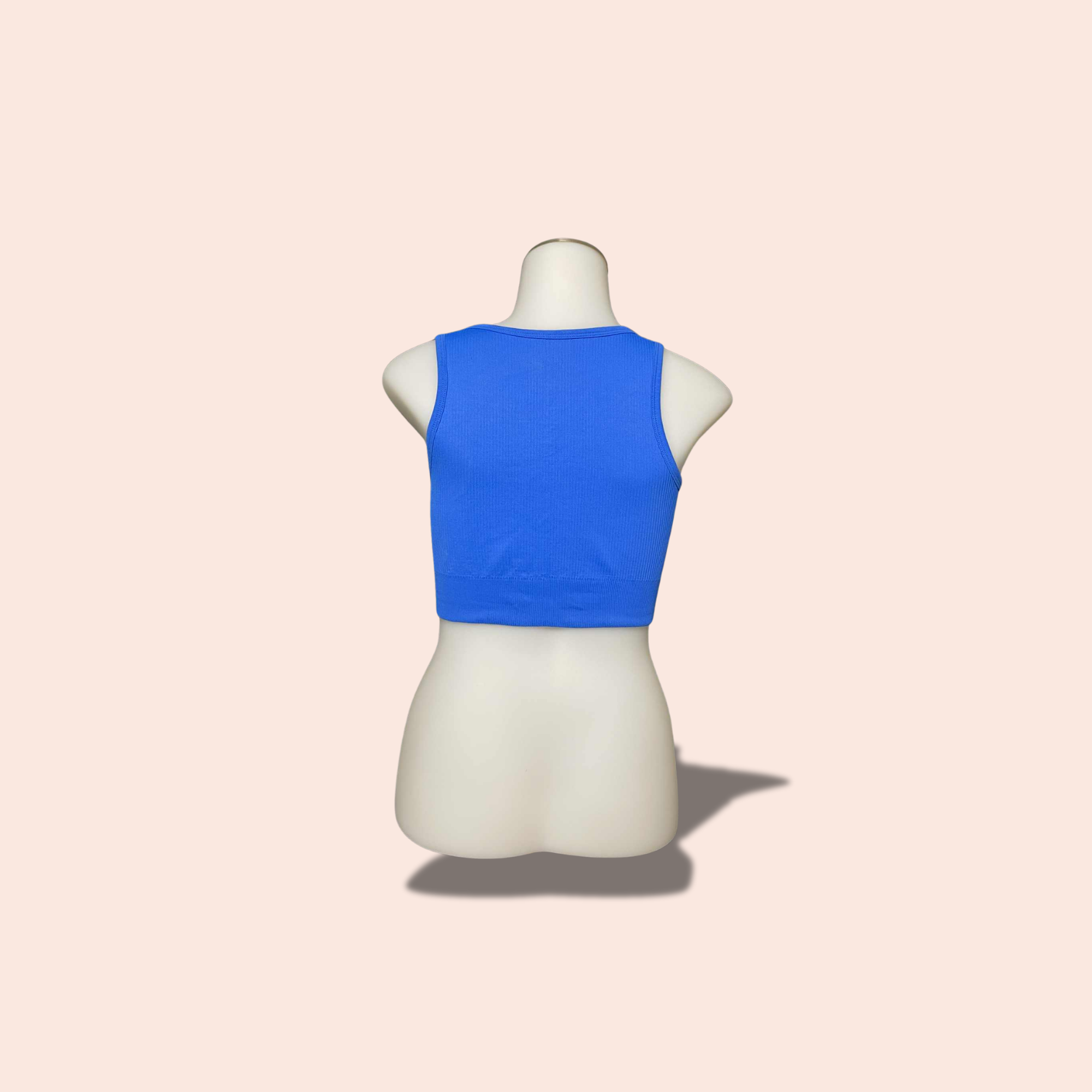 (Size MED) Electric Blue Cutout Ribbed Crop Top