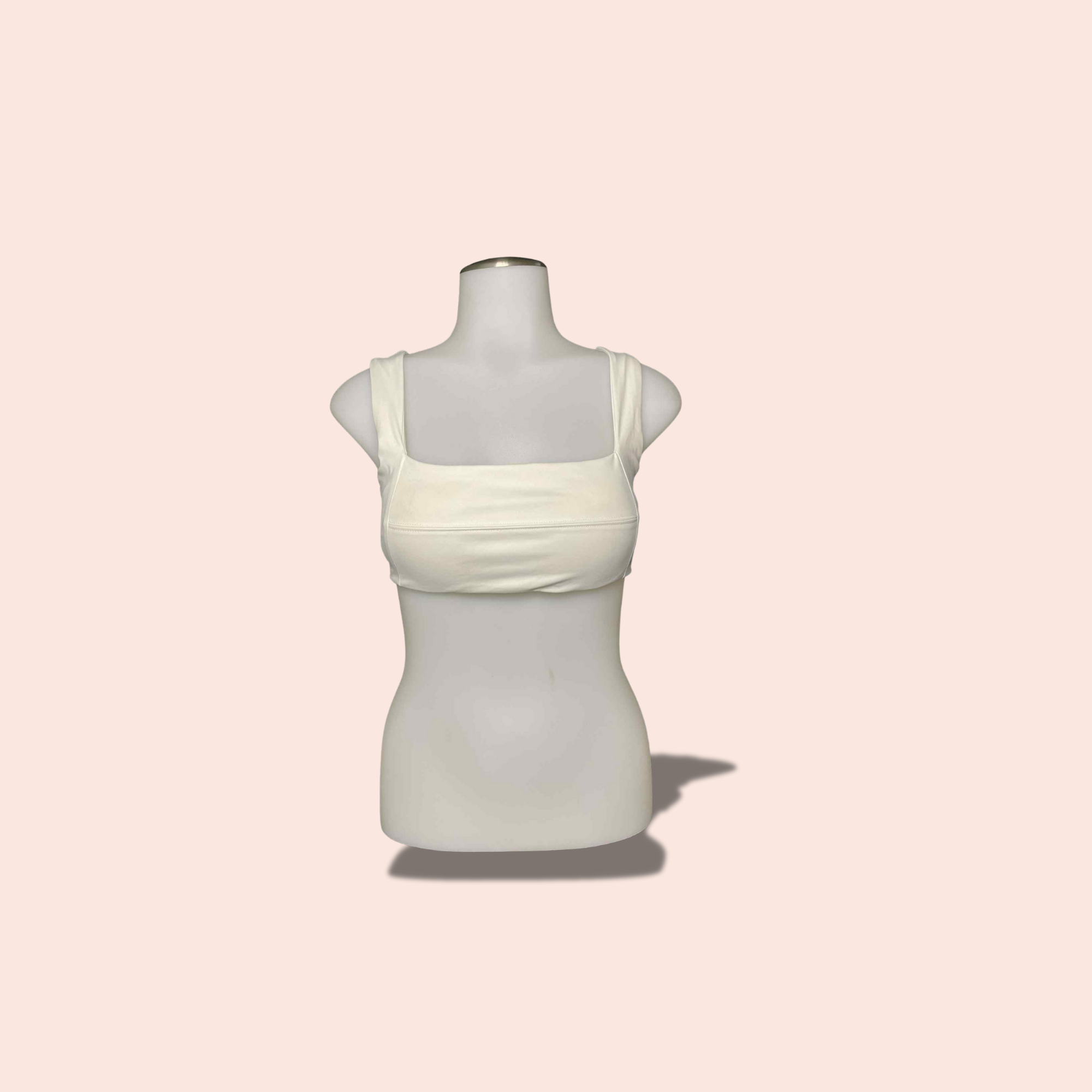 (SIZE LG *RUNS SMALL*) Square-Neck Sculpt Crop – White