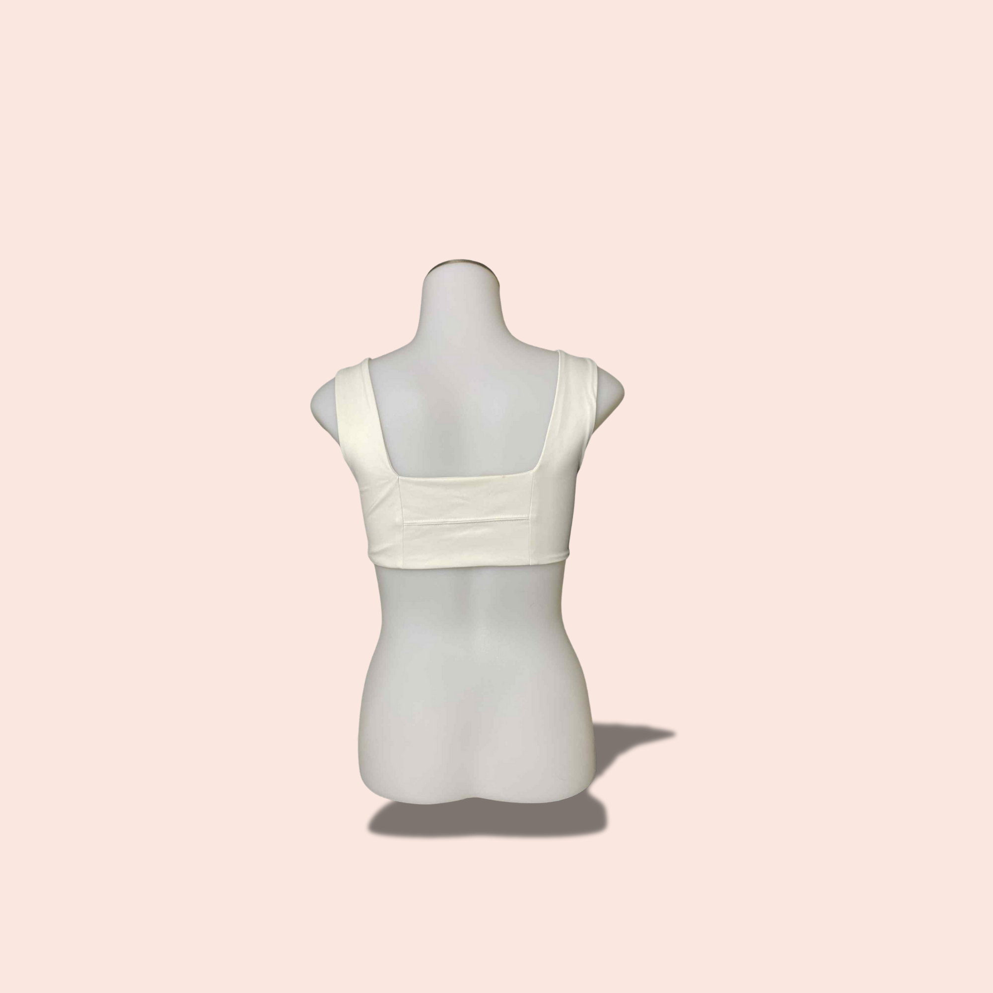 (SIZE LG *RUNS SMALL*) Square-Neck Sculpt Crop – White