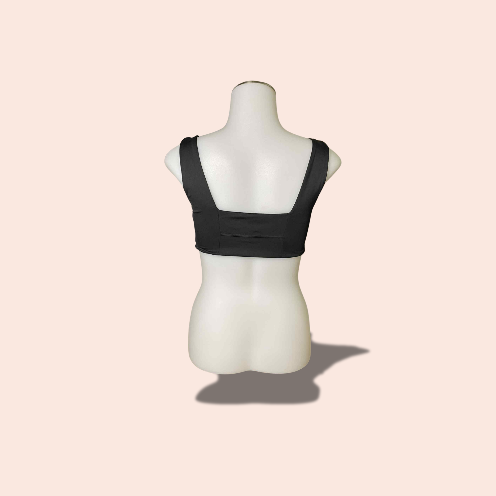 (SIZE MED) Black Square-Neck Sculpt Crop Bra