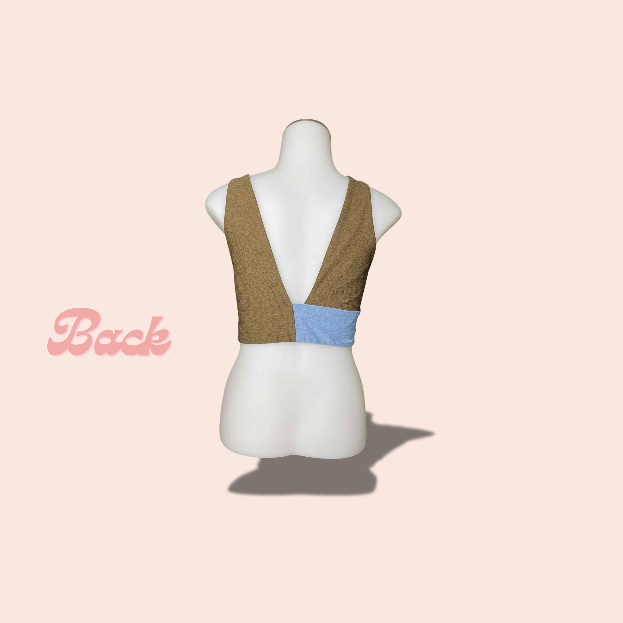 (SIZE LARGE)Outdoor Voices Venus Crop Top – Morning Blue / Chocolate