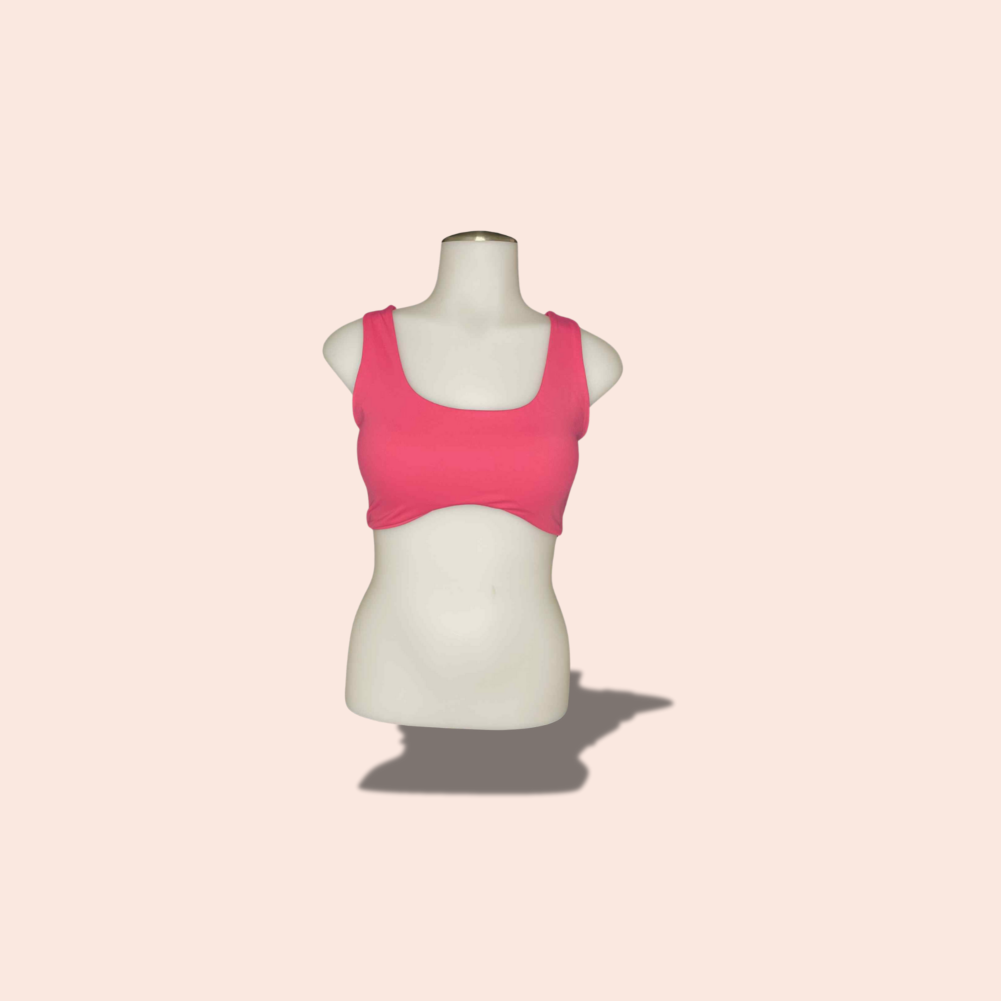 (SIZE LARGE) Seamless Pink Sports Bra – Scoop Neck