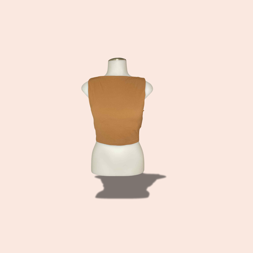 (SIZE LARGE ) Open Back Crop Top – Warm Caramel