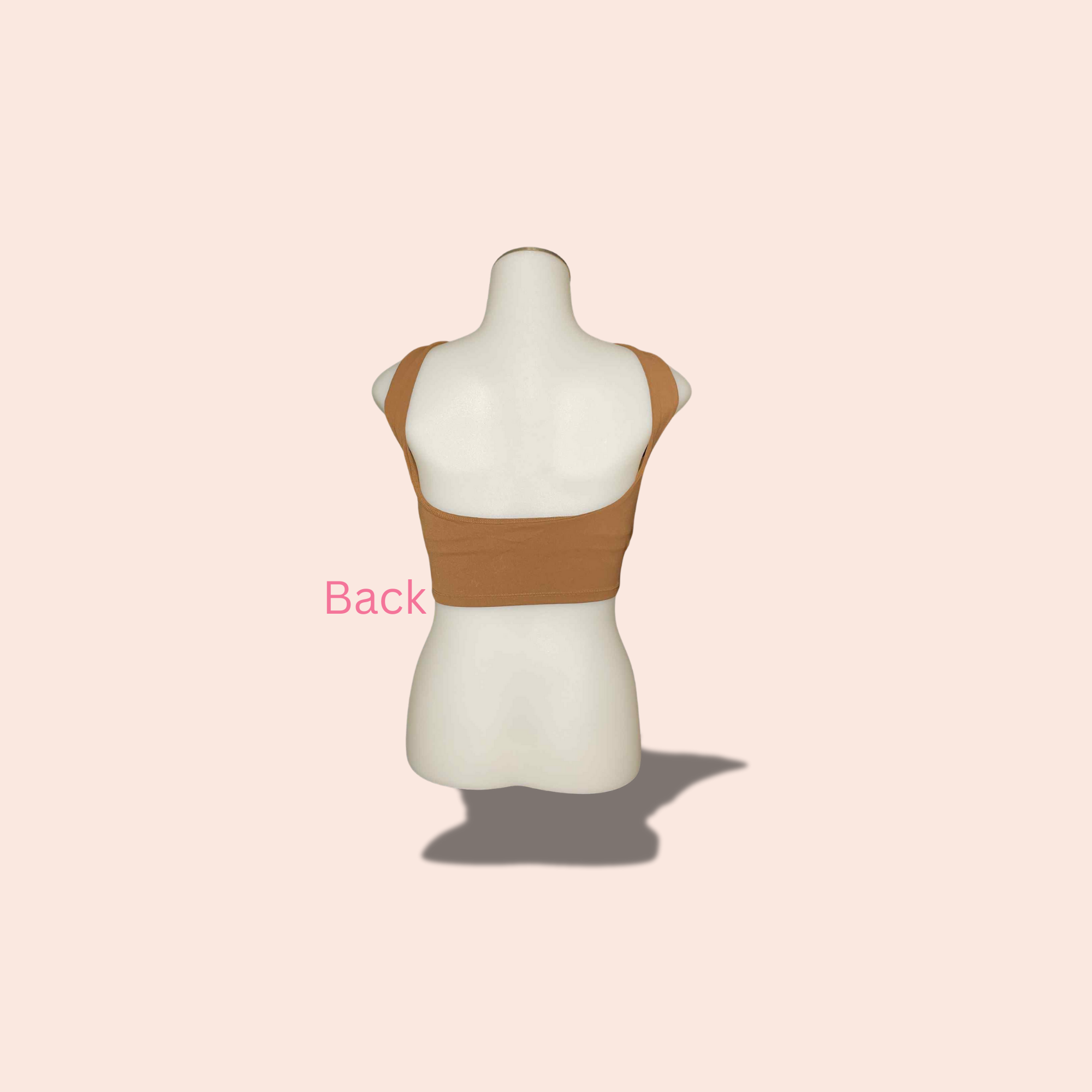(SIZE LARGE ) Open Back Crop Top – Warm Caramel