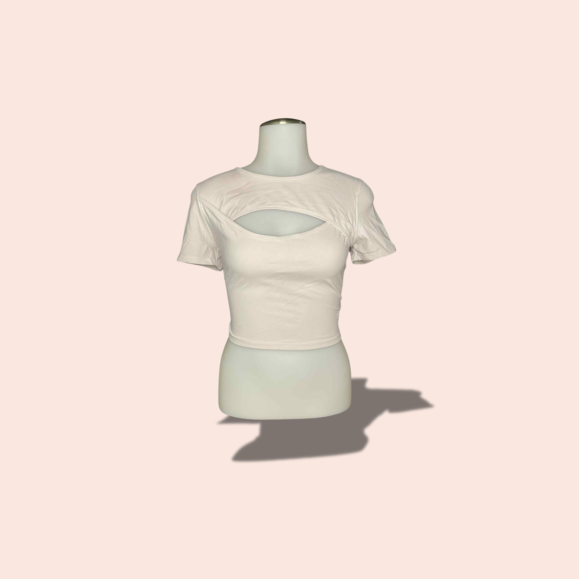 (SIZE MED) Pilates Pink Halara Peek-A-Boo Crop Top