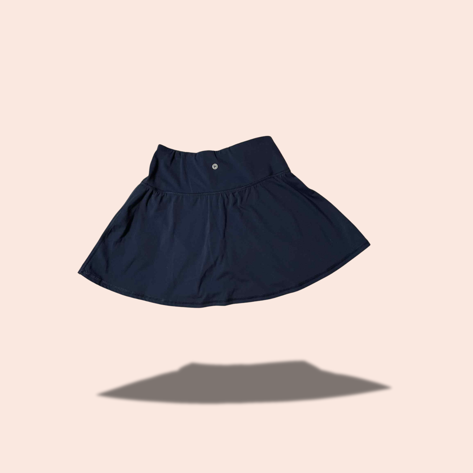 (SIZE SMALL) Navy Blue High-Waist Flare Skirt with Built-In Shorts