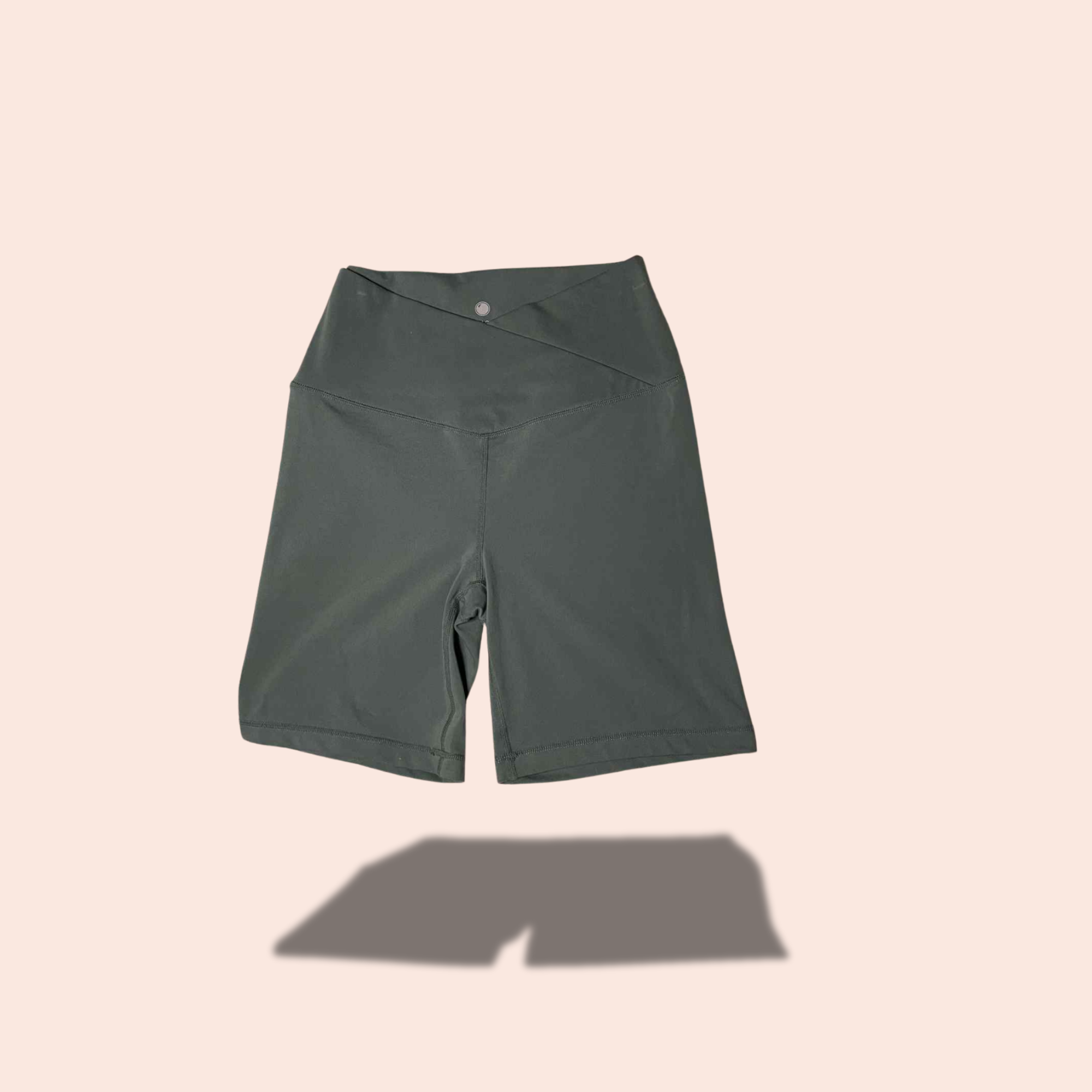 (SIZE MEDIUM) Yogalicious Olive Crisscross Waist Biker Shorts