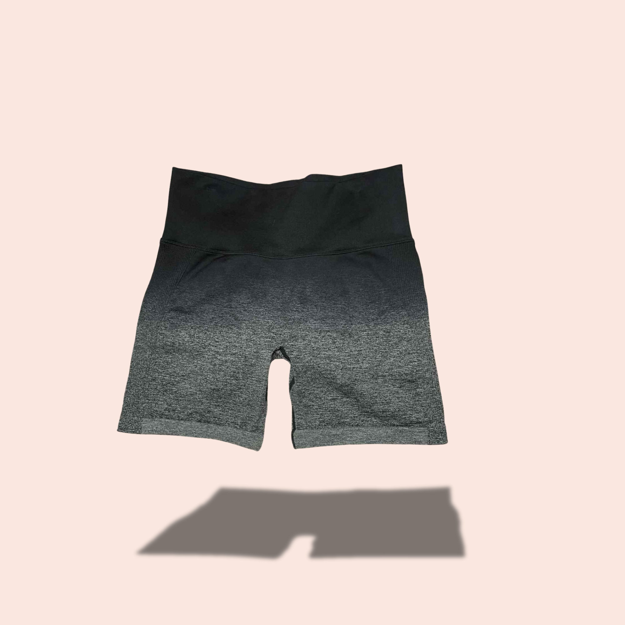 (SIZE MEDIUM) Black to Grey Ombre Scrunch Biker Shorts