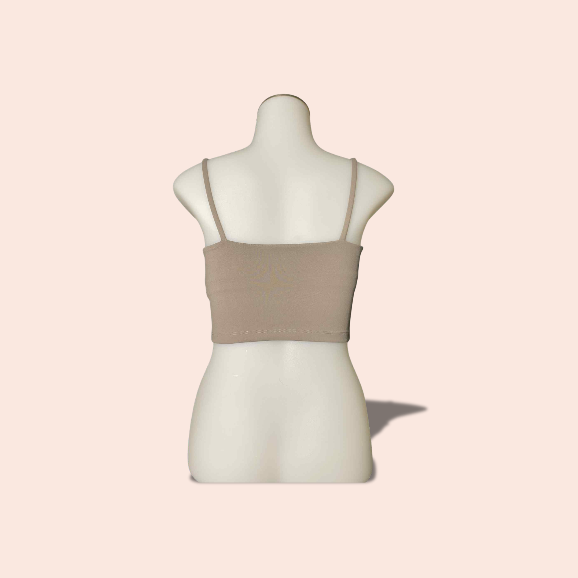 (Size SMALL) Taupe Spaghetti Strap Padded Crop Top