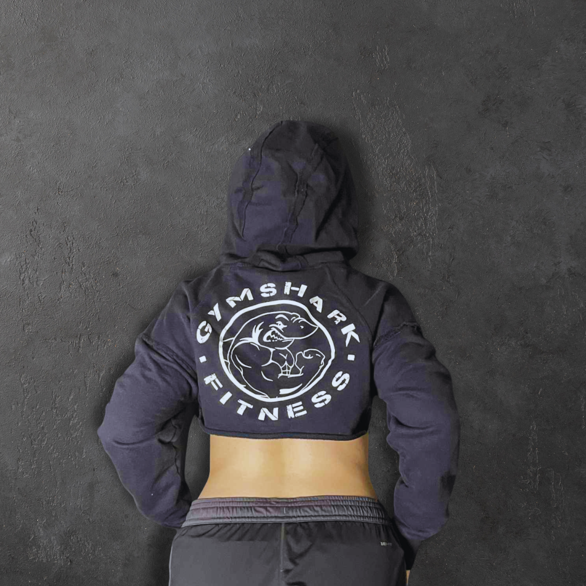 (Size LARGE) Black Gymshark Cropped Hoodie
