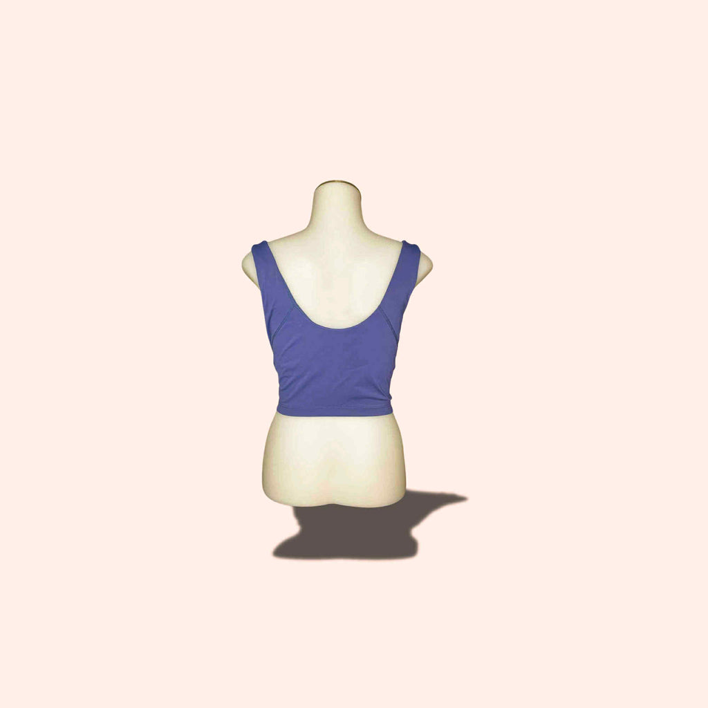 (SIZE SMALL) Periwinkle Blue Scoop Neck Crop Tank – Built-In Bra