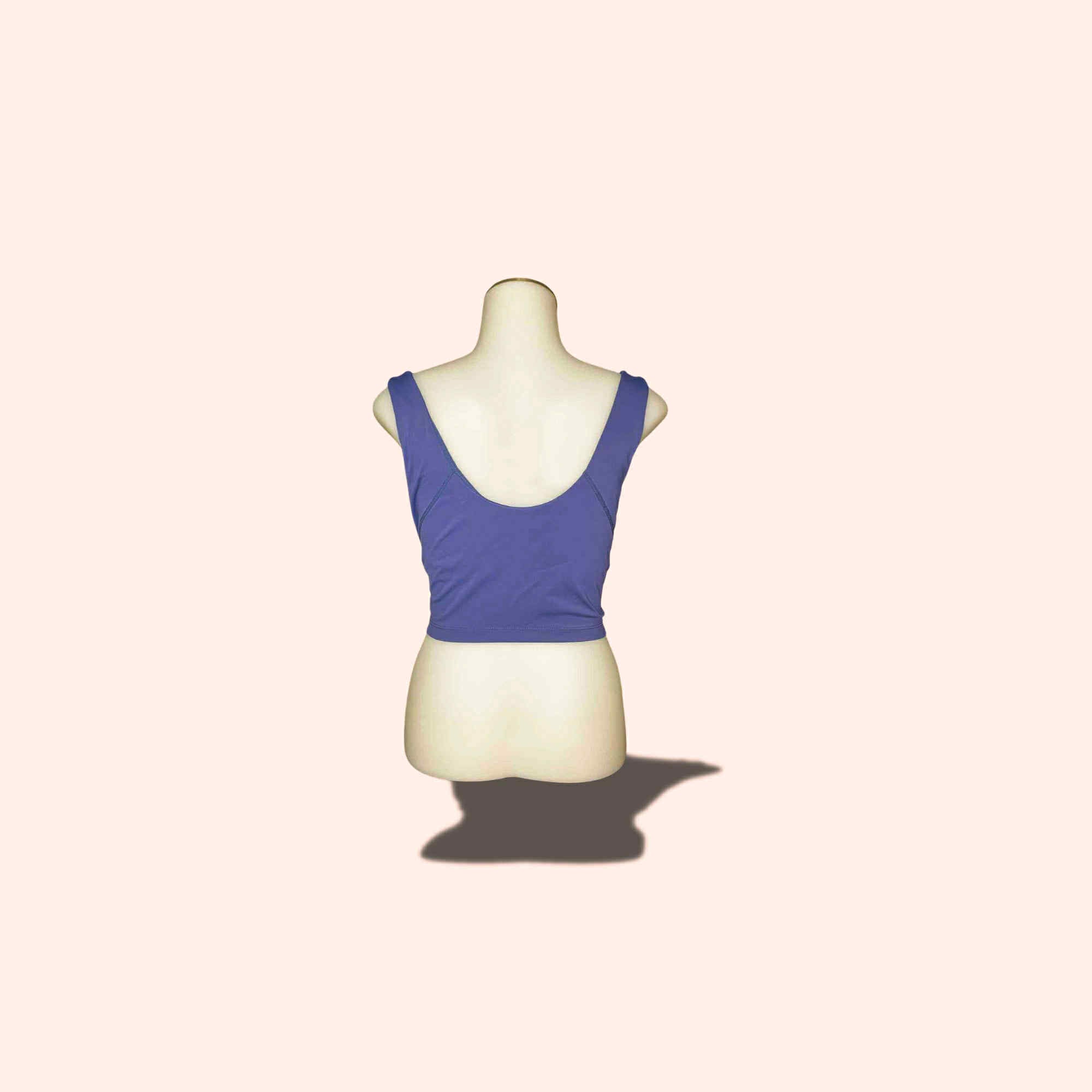 (SIZE SMALL) Periwinkle Blue Scoop Neck Crop Tank – Built-In Bra